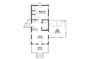 500sft Katrina Cottage floor Plan with optional bedroom houseplans #514-6