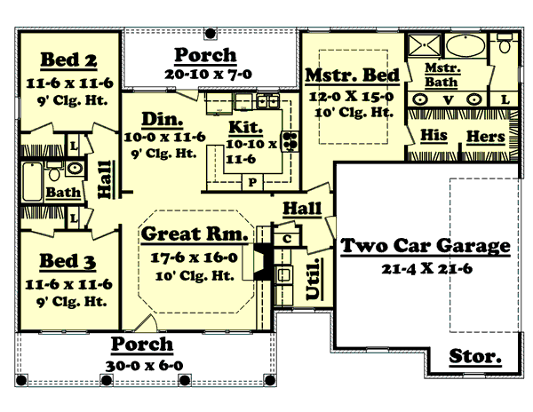 Dream House Plan - Southern Floor Plan - Main Floor Plan #430-11