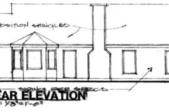 Exterior - Rear Elevation for Ranch House Plan #30-127 - 3 bed, 2 bath