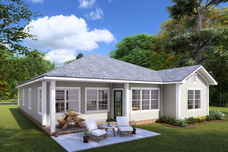 House Blueprint - Exterior - Rear Elevation for Cottage House Plan #513-2256 - 3 bed, 2 bath
