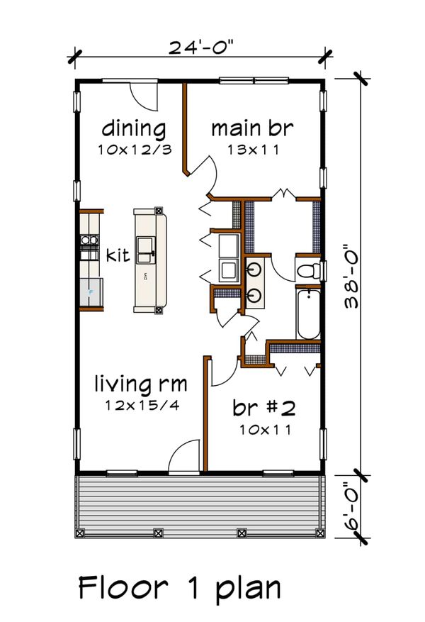 House Blueprint - Cottage Floor Plan - Main Floor Plan #79-108