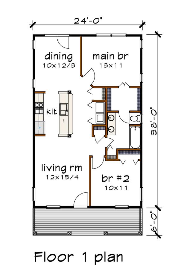 Home Plan - Cottage Floor Plan - Main Floor Plan #79-108