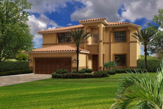 Exterior - Front Elevation for Mediterranean House Plan #420-287 - 5 bed, 4 bath