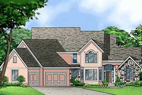 Exterior - Front Elevation for European House Plan #67-611 - 4 bed, 4 bath