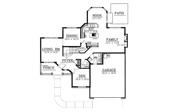 Floor Plan - Main Floor for Traditional House Plan #100-224 - 3 bed, 2.5 bath
