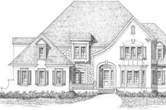 Exterior - Front Elevation for European House Plan #129-158 - 5 bed, 3.5 bath