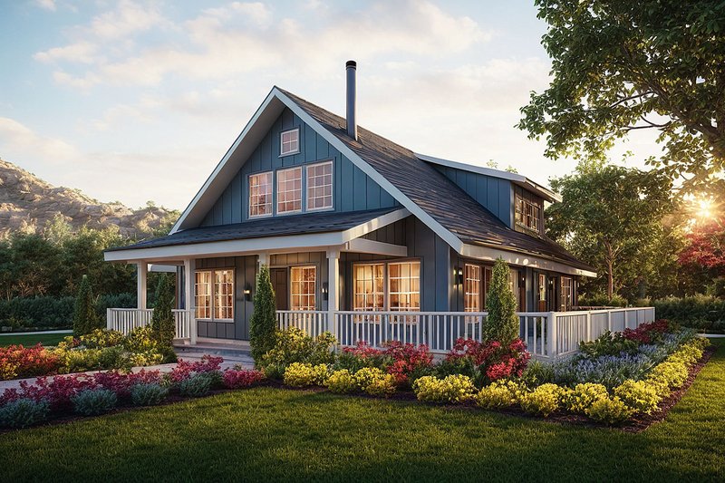 House Blueprint - Country Exterior - Front Elevation Plan #124-1428