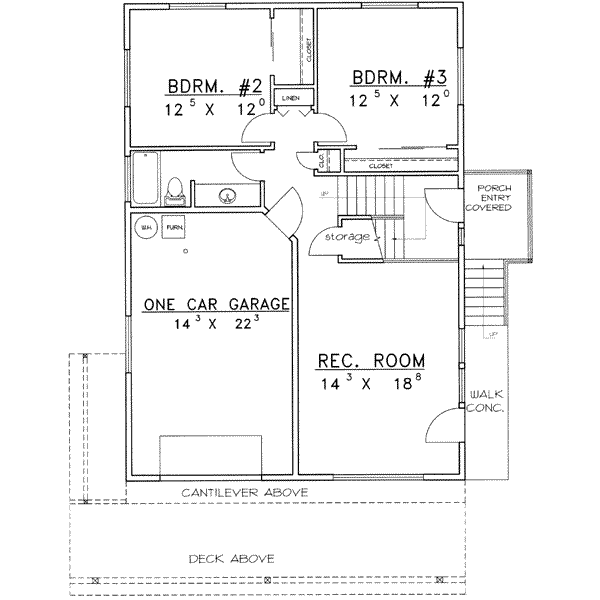 Architectural House Design - Modern Floor Plan - Lower Floor Plan #117-394