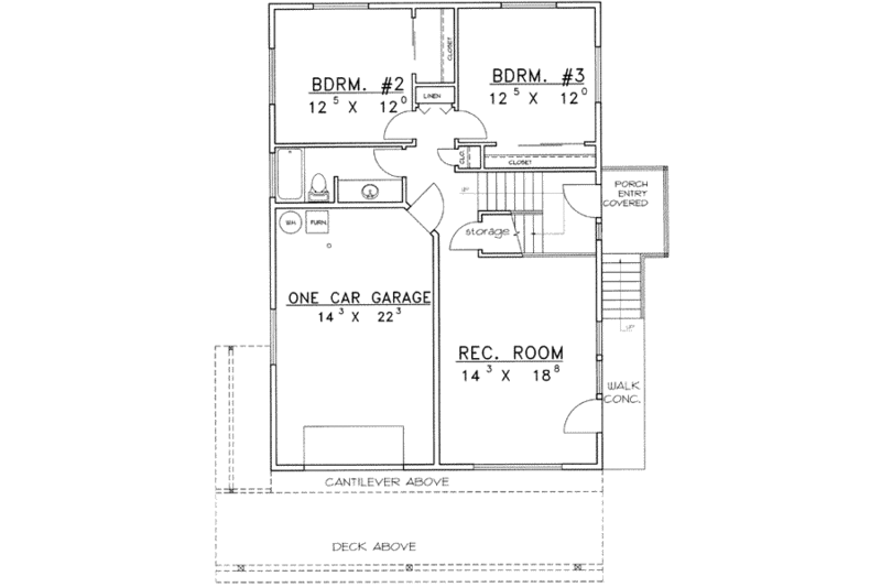 Dream House Plan - Floor Plan - Lower Floor for Modern House Plan #117-394 - 3 bed, 2.5 bath