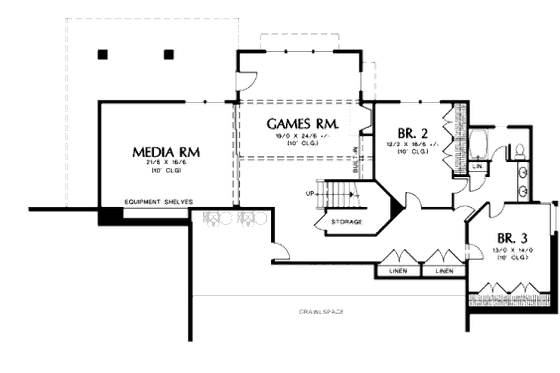 Floor Plan - Lower Floor for Craftsman House Plan #48-300 - 3 bed, 2.5 bath