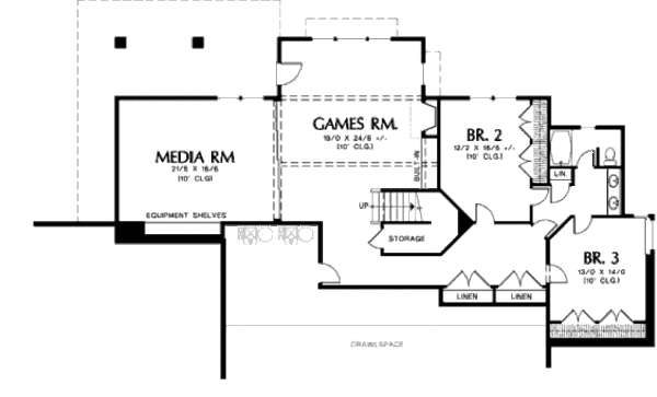 House Blueprint - Craftsman Floor Plan - Lower Floor Plan #48-300