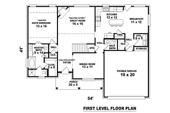 Floor Plan - Main Floor for Traditional House Plan #81-759 - 3 bed, 2.5 bath