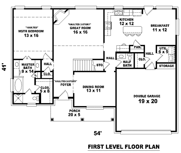 Floor Plan - Main Floor for Traditional House Plan #81-759 - 3 bed, 2.5 bath