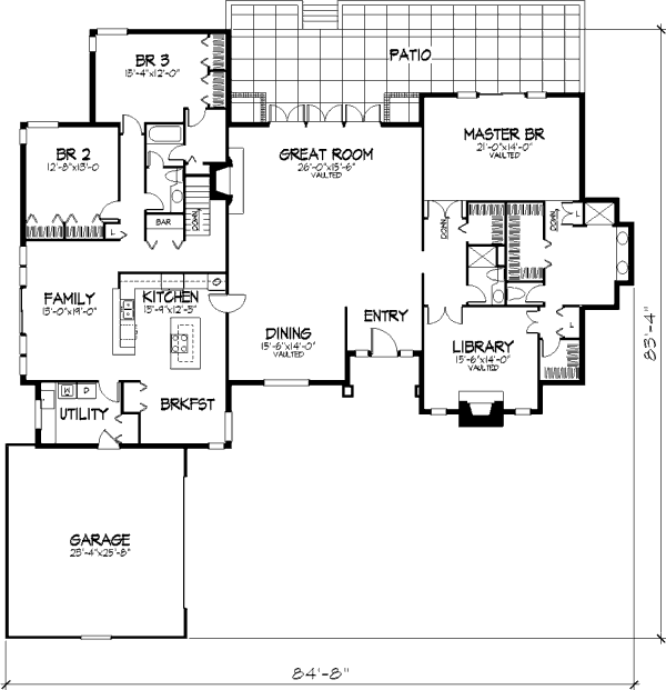 Traditional Style House Plan - 3 Beds 2.5 Baths 3412 Sq/Ft Plan #320 ...