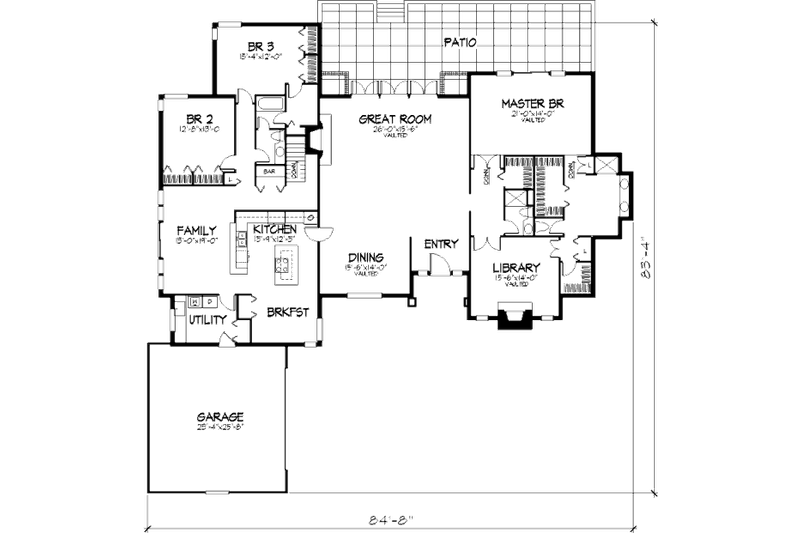 Architectural House Design - Floor Plan - Main Floor for Traditional House Plan #320-314 - 3 bed, 2.5 bath
