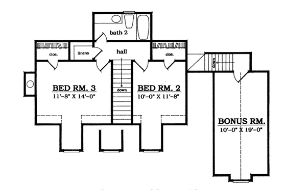 Floor Plan - Upper Floor for Country House Plan #42-119 - 3 bed, 2.5 bath