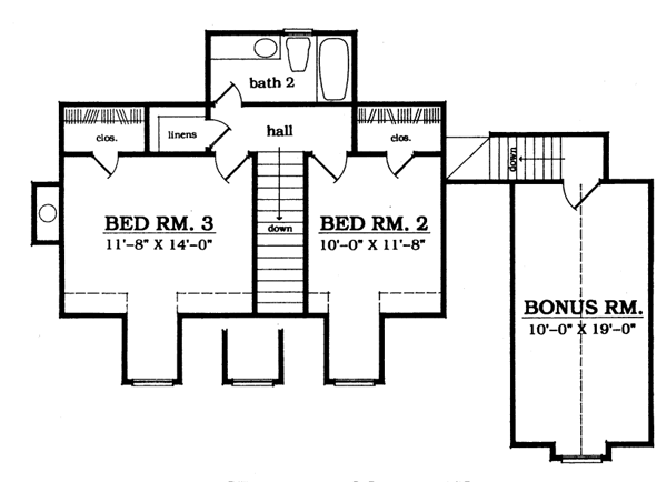 Country Floor Plan - Upper Floor Plan #42-119