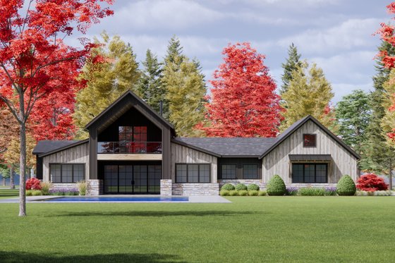 Exterior - Rear Elevation for Cabin House Plan #1096-74 - 4 bed, 2 bath