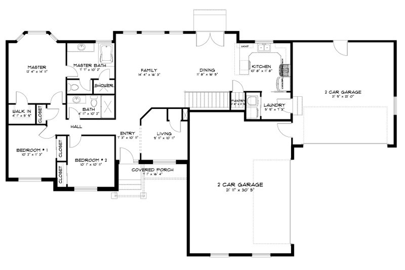 House Plan Design - Floor Plan - Main Floor for Ranch House Plan #1060-234 - 3 bed, 2 bath