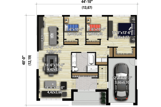 Floor Plan - Main Floor for Contemporary House Plan #25-4917 - 3 bed, 1 bath