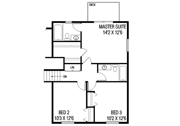 Home Plan - Traditional Floor Plan - Upper Floor Plan #60-343