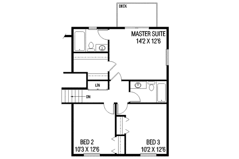 Home Plan - Floor Plan - Upper Floor for Traditional House Plan #60-343 - 3 bed, 2.5 bath
