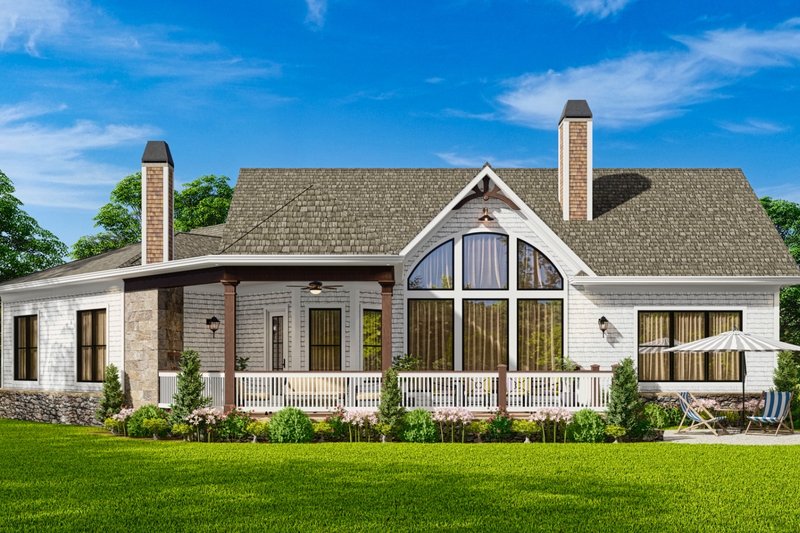 Architectural House Design - Exterior - Rear Elevation for Ranch House Plan #54-464 - 3 bed, 2 bath