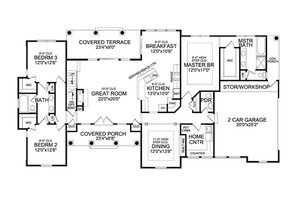 Floor Plan - Main Floor for Craftsman House Plan #456-28 - 3 bed, 2.5 bath