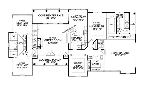 Craftsman Floor Plan - Main Floor Plan #456-28