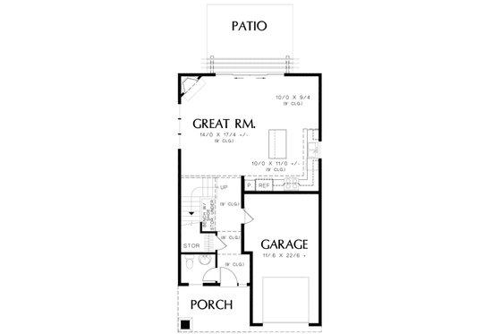Floor Plan - Main Floor for Craftsman House Plan #48-490 - 3 bed, 2.5 bath