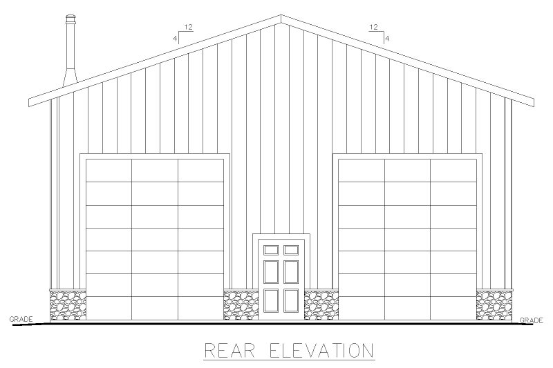 House Blueprint - Exterior - Rear Elevation for Modern House Plan #117-903 - 1 bed, 2.5 bath