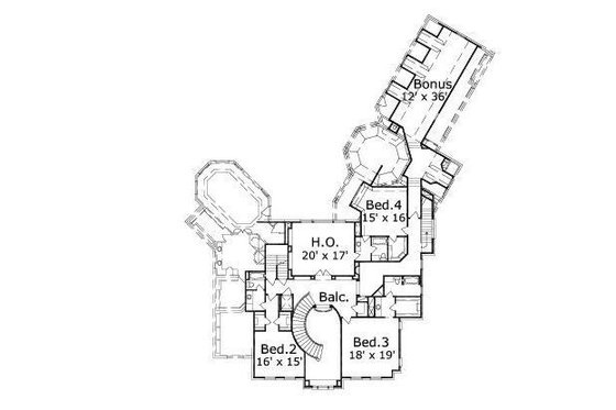 Floor Plan - Upper Floor for European House Plan #411-616 - 4 bed, 4.5 bath