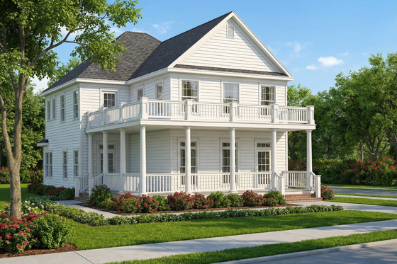 Exterior - Front Elevation 3 for Southern House Plan #17-521 - 3 bed, 3 bath