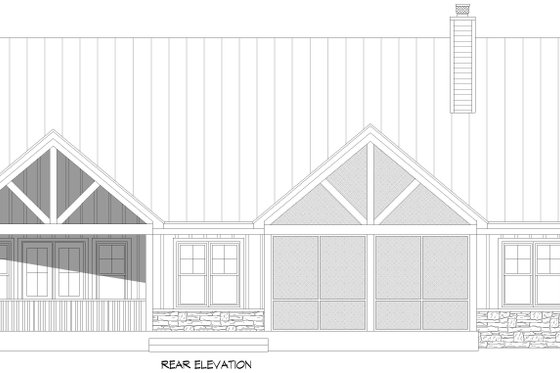 Exterior - Rear Elevation for Country House Plan #932-1015 - 3 bed, 2 bath