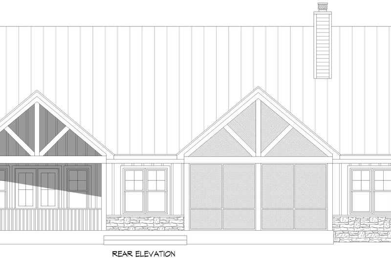 Architectural House Design - Exterior - Rear Elevation for Country House Plan #932-1015 - 3 bed, 2 bath