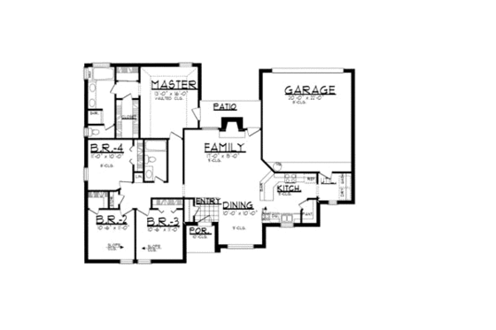 Floor Plan - Main Floor for Traditional House Plan #62-104 - 4 bed, 2 bath