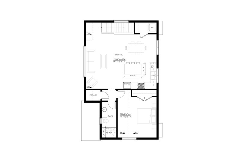 Home Plan - Floor Plan - Upper Floor 1 for Contemporary House Plan #1114-47 - 1 bed, 1 bath