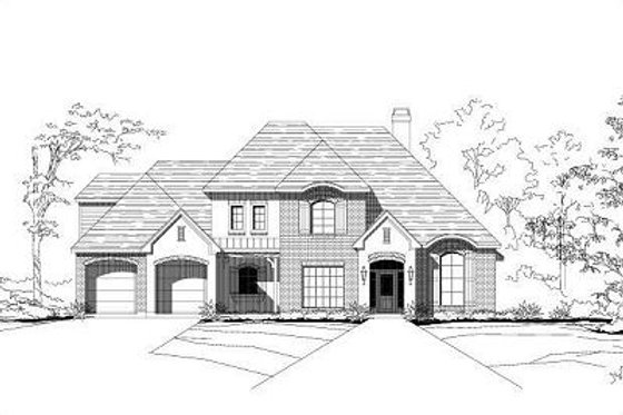 Exterior - Front Elevation for European House Plan #411-435 - 4 bed, 3.5 bath