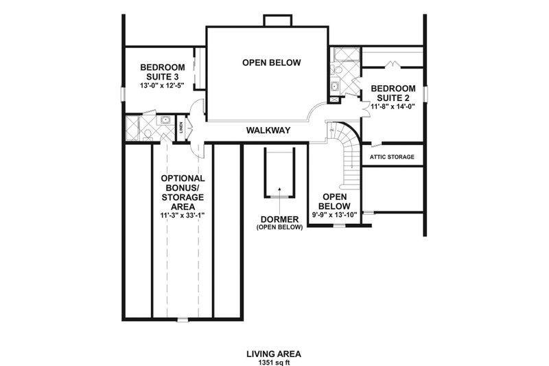 House Blueprint - Floor Plan - Upper Floor for Craftsman House Plan #56-726 - 4 bed, 4 bath