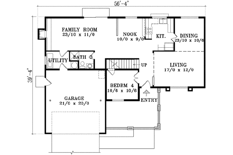 House Plan Design - Floor Plan - Main Floor for Mediterranean House Plan #1-1426 - 4 bed, 3 bath