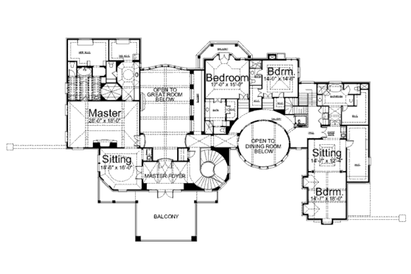 Home Plan - Floor Plan - Upper Floor for European House Plan #119-339 - 5 bed, 5 bath