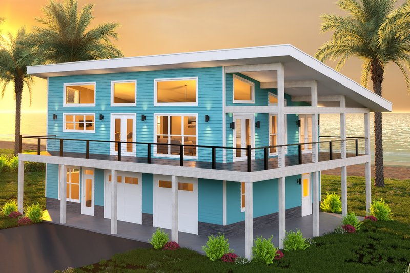 House Blueprint - Beach Exterior - Front Elevation Plan #932-1370