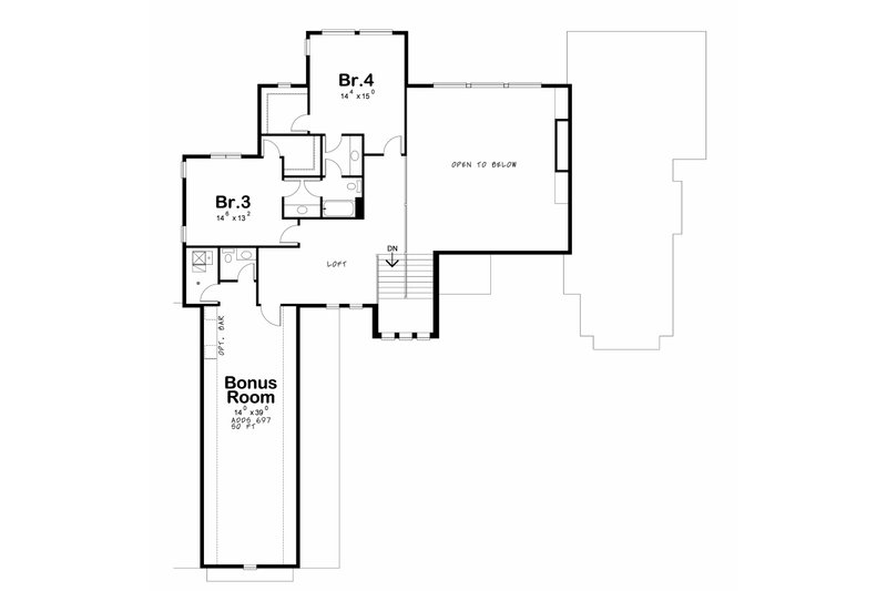 Dream House Plan - Floor Plan - Upper Floor for Modern House Plan #20-2611 - 4 bed, 4.5 bath