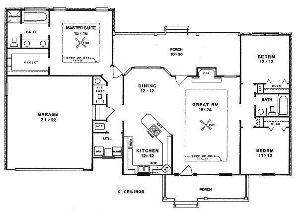 Country Floor Plan - Main Floor Plan #14-121