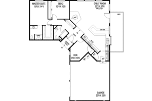 Floor Plan - Main Floor for Ranch House Plan #60-342 - 3 bed, 2 bath