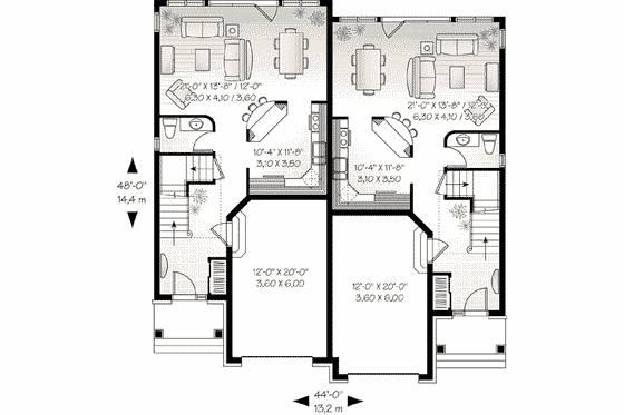Floor Plan - Main Floor for European House Plan #23-557 - 3 bed, 1.5 bath