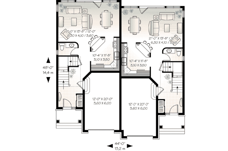 Dream House Plan - Floor Plan - Main Floor for European House Plan #23-557 - 3 bed, 1.5 bath