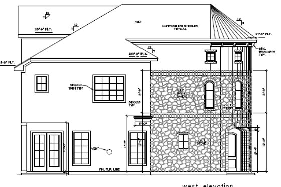 Exterior - Other Elevation 1 for European House Plan #411-487 - 4 bed, 3.5 bath