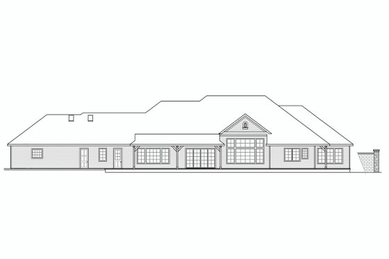 Exterior - Rear Elevation for European House Plan #124-600 - 4 bed, 4.5 bath