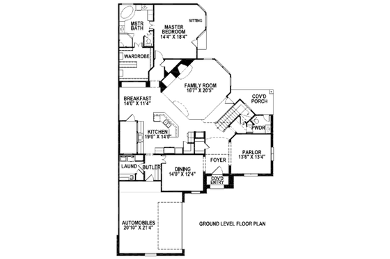 Floor Plan - Main Floor for European House Plan #141-254 - 3 bed, 2.5 bath